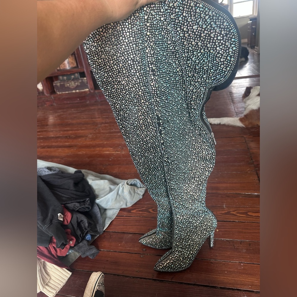 Thigh High Rhinestone Heels